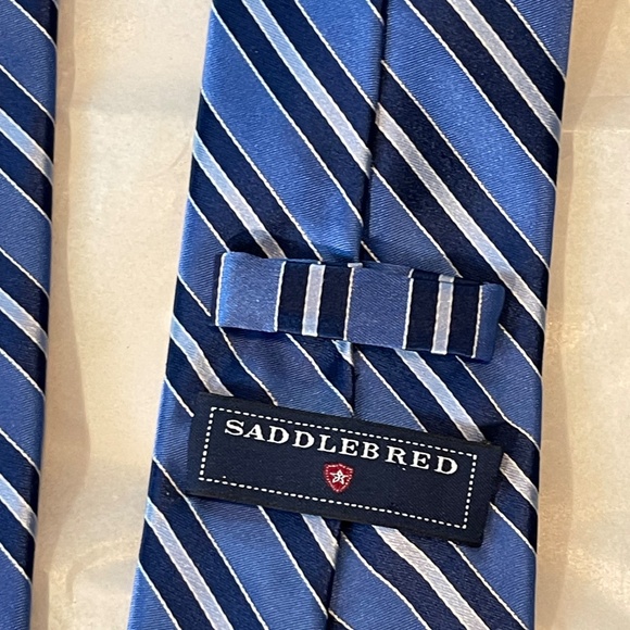 Men's Saddlebred  60% Silk/40% Polyester XL Tie- Navy Blue/Lt.Blue/Cobalt Blue - Picture 8 of 9